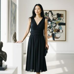 Vintage Jack Bryan Dress Chic Black Midi Dress Size 14